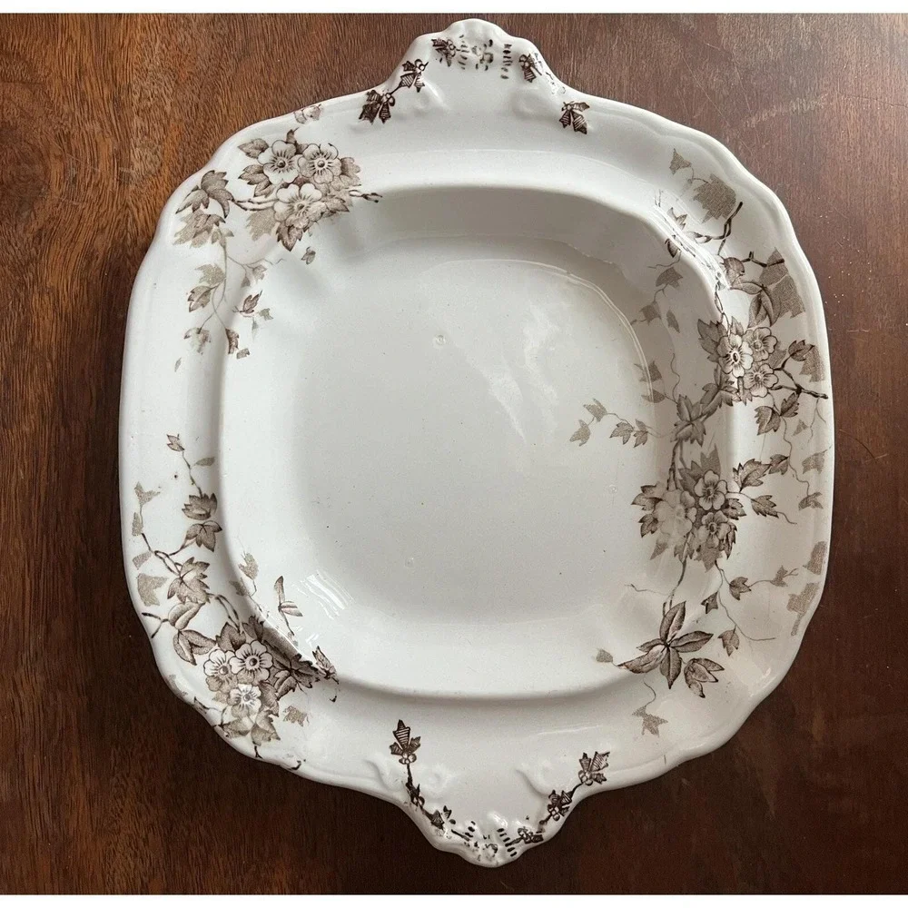 Wedgwood Celia Butter Dish With Strainer Rare Brown Semi-Porcelain